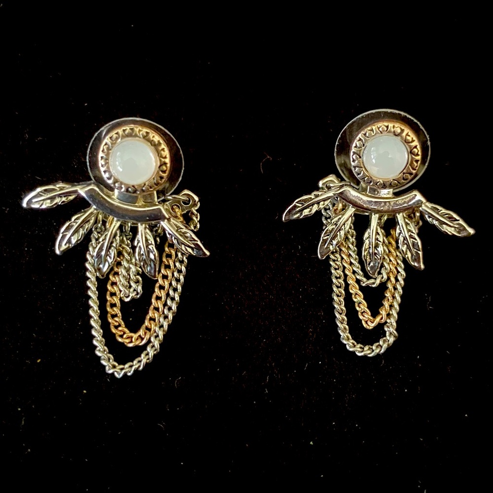Tri Colored Silver Rose Gold And Yellow Gold Earrings